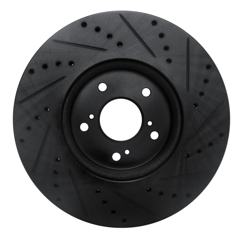 Acura Integra Brake Rotor (1) - Front Left - R1 Concepts - Drilled & Slotted - Black - `13-`25